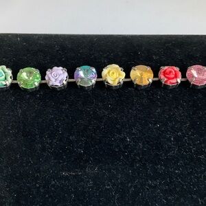 Authentic Sabika Colorful Rose and Crystal Bracelet signals S21